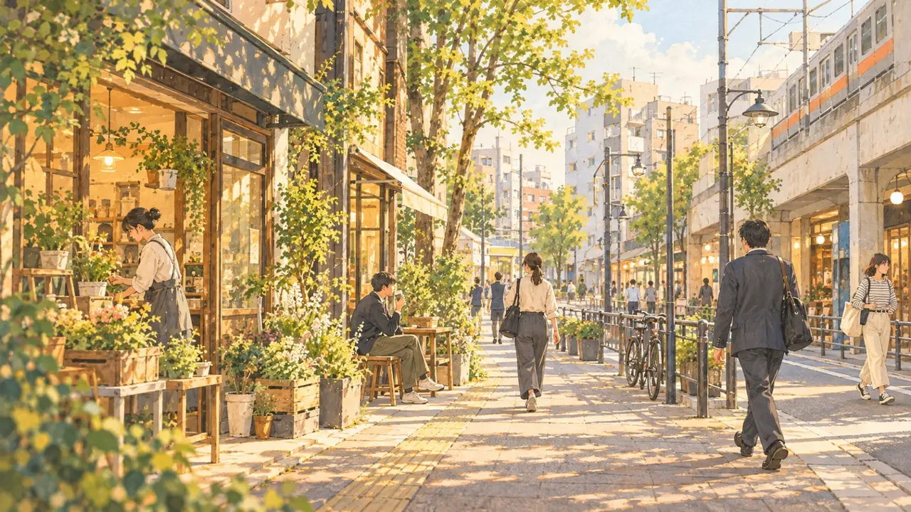 大山道の分かれ目の風景のイラスト