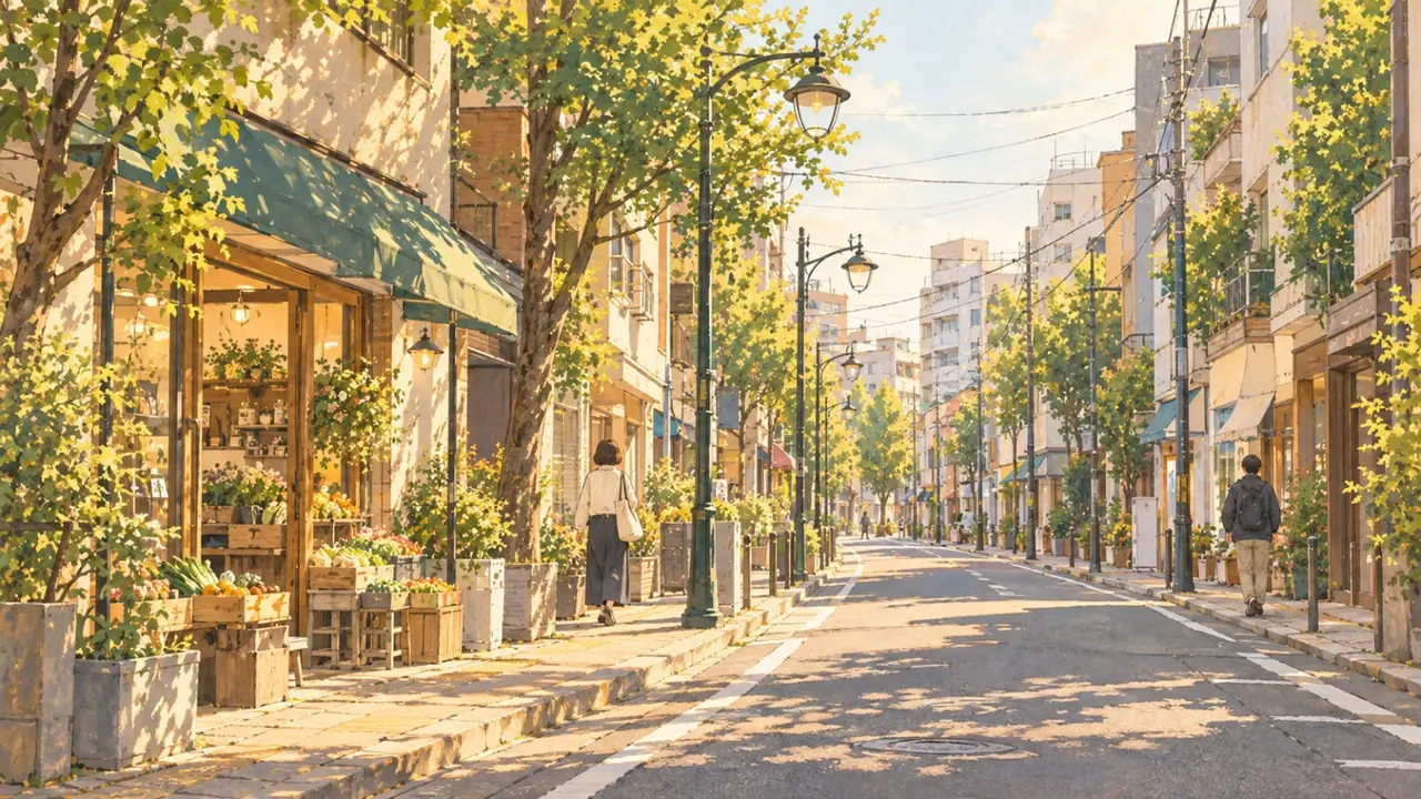 栄通りの風景のイラスト