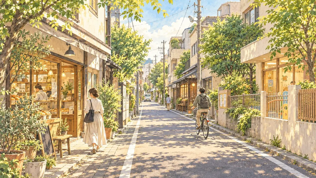 本町通りに残るの風景のイラスト