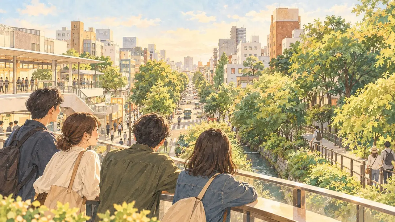 今、この街で暮らす人たちの風景のイラスト
