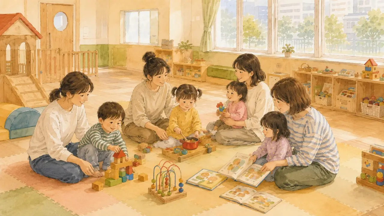 錦糸町の公共子ども施設で親子ひと息